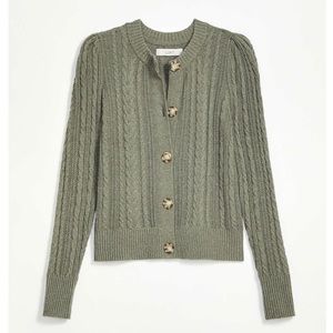 LOFT Cable Cardigan- size large, green